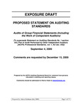 Proposed Statement on Auditing Standards, Audits of Group Financial Statements (Including the Work of Component Auditors), September 4, 2009, Comments are requested by December 15, 2009; Exposure Draft (American Institute of Certified Public Accountants), 2009, September 4 by American Institute of Certified Public Accountants. Auditing Standards Board