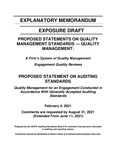 Explanatory Memorandum, Proposed Statements on Quality Management Standards -- Quality Management -- A Firm's System of Quality Management Engagement Quality Reviews; Proposed Statement on Auditing Standards, Quality Management for an Engagement Conducted in Accordance With Generally Accepted Auditing Standards; Exposure Draft (American Institute of Certified Public Accountants), 2021, February 4 by American Institute of Certified Public Accountants. Auditing Standards Board