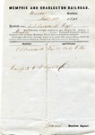 Cotton receipt, 22 November 1854 by Memphis and Charleston Railroad and F. Lane and Company