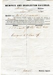 Cotton receipt, 24 November 1854 by Memphis and Charleston Railroad and F. Lane and Company