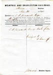 Cotton receipt, 30 November 1854 by Memphis and Charleston Railroad and F. Lane and Company