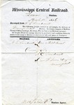 Cotton receipt, 15 March 1856 by Mississippi Central Railroad Company (1897-1967), F. Lane and Company, and Allison C. Treadwell