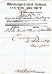 Cotton receipt, 3 April 1856 by Mississippi Central Railroad Company (1897-1967) and F. Lane and Company