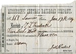 Cotton receipt, 19 January 1859 by Mississippi Central Railroad Company (1897-1967) and F. Lane and Company