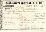 Cotton receipt, 22 November 1860 by Mississippi Central Railroad Company (1897-1967)