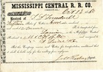 Cotton receipt, 13 October 1860 by Mississippi Central Railroad Company (1897-1967) and F. Lane and Company