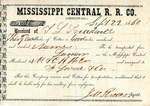 Cotton receipt, 22 September 1860 by Mississippi Central Railroad Company (1897-1967) and F. Lane and Company
