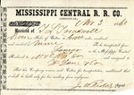 Cotton receipt, 3 November 1860 by Mississippi Central Railroad Company (1897-1967) and F. Lane and Company