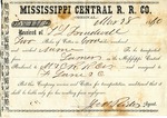 Cotton receipt, 28 March 1860 by Mississippi Central Railroad Company (1897-1967) and F. Lane and Company