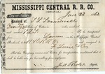 Cotton receipt, 22 January 1862 by Mississippi Central Railroad Company (1897-1967) and F. Lane and Company