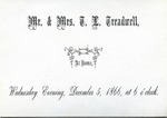 Invitation, 5 December 1866 by Timmons Louis Treadwell