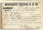 Cotton receipt, 9 December 1867 by Mississippi Central Railroad Company (1897-1967) and Meacham and Treadwell