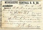 Cotton receipt, 19 December 1867 by Mississippi Central Railroad Company (1897-1967) and Meacham and Treadwell