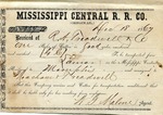 Cotton receipt, 18 December 1867 by Mississippi Central Railroad Company (1897-1967) and Meacham and Treadwell