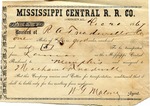 Cotton receipt, 1867 by Mississippi Central Railroad Company (1897-1967) and Meacham and Treadwell