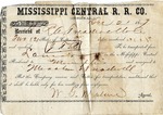 Cotton receipt, 21 December 1867 by Mississippi Central Railroad Company (1897-1967) and Meacham and Treadwell