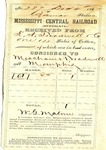 Cotton receipt, 4 December 1867 by Mississippi Central Railroad Company (1897-1967) and Meacham and Treadwell