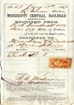 Cotton receipt, 19 January 1867 by Mississippi Central Railroad Company (1897-1967) and Meacham and Treadwell