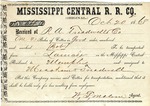 Cotton receipt, 20 October 1868 by Mississippi Central Railroad Company (1897-1967) and Meacham and Treadwell