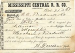 Cotton receipt, 21 October 1868 by Mississippi Central Railroad Company (1897-1967) and Meacham and Treadwell