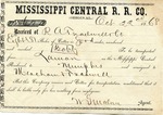 Cotton receipt, 22 October 1868 by Mississippi Central Railroad Company (1897-1967) and Meacham and Treadwell
