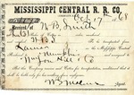 Cotton receipt, 17 October 1868 by Mississippi Central Railroad Company (1897-1967)