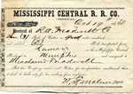 Cotton receipt, 19 October 1868 by Mississippi Central Railroad Company (1897-1967) and Meacham and Treadwell