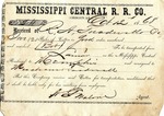 Cotton receipt, 12 October 1868 by Mississippi Central Railroad Company (1897-1967) and Meacham and Treadwell