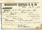 Cotton receipt, 15 October 1868 by Mississippi Central Railroad Company (1897-1967) and Meacham and Treadwell