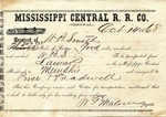 Cotton receipt, 14 October 1868 by Mississippi Central Railroad Company (1897-1967) and Meacham and Treadwell