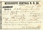 Cotton receipt, 9 December 1868 by Mississippi Central Railroad Company (1897-1967) and Meacham and Treadwell