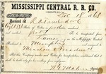 Cotton receipt, 18 December 1868 by Mississippi Central Railroad Company (1897-1967) and Meacham and Treadwell