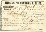 Cotton receipt, 26 January 1869 by Mississippi Central Railroad Company (1897-1967)