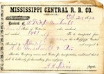 Receipt, 29 October 1870 by Mississippi Central Railroad Company
