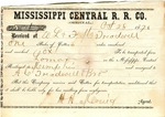 Receipt, 28 October 1870 by Mississippi Central Railroad Company