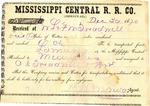 Receipt, 29 December 1870 by Mississippi Central Railroad Company
