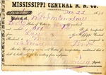Receipt, 22 December 1870 by Mississippi Central Railroad Company