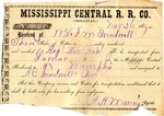 Receipt, 26 November 1870 by Mississippi Central Railroad Company