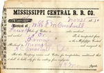 Receipt, 25 November 1870 by Mississippi Central Railroad Company