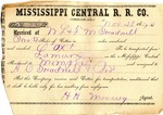 Receipt, 23 November 1870 by Mississippi Central Railroad Company