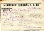 Receipt, 22 November 1870 by Mississippi Central Railroad Company