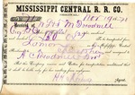 Receipt, 19 November 1870 by Mississippi Central Railroad Company