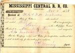 Receipt, 9 November 1870 by Mississippi Central Railroad Company
