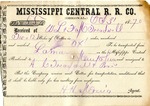 Receipt, 31 October 1870 by Mississippi Central Railroad Company