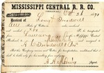 Receipt, 26 October 1870 by Mississippi Central Railroad Company