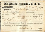 Receipt, 27 October 1870 by Mississippi Central Railroad Company