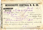 Cotton receipt, 3 January 1871 by Mississippi Central Railroad Company and Allison C. Treadwell