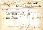 Receipt, 22 April 1870 by Southern Railroad Association