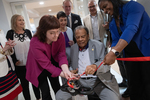 Ribbon cutting at exhibit opening