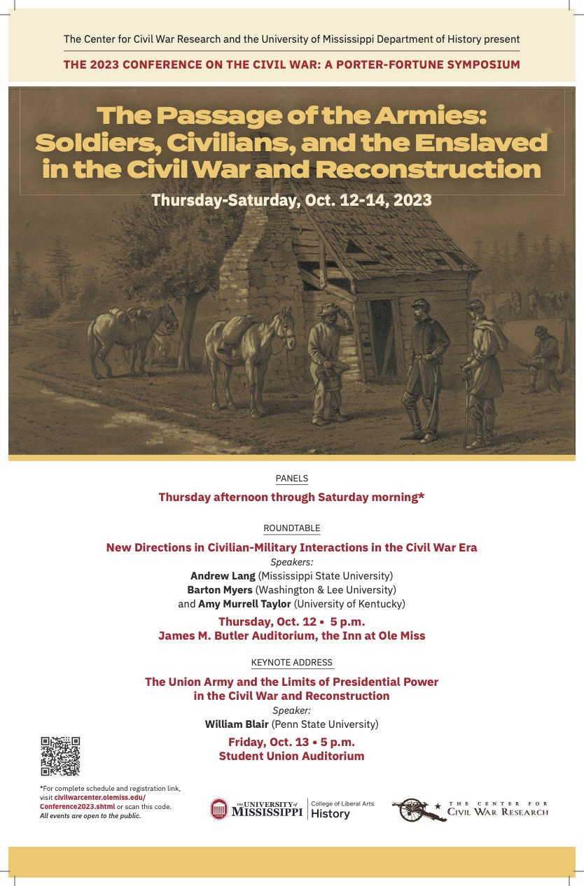 2023: The Passage of the Armies: Soldiers, Civilians, and the Enslaved in the Civil War and Reconstruction